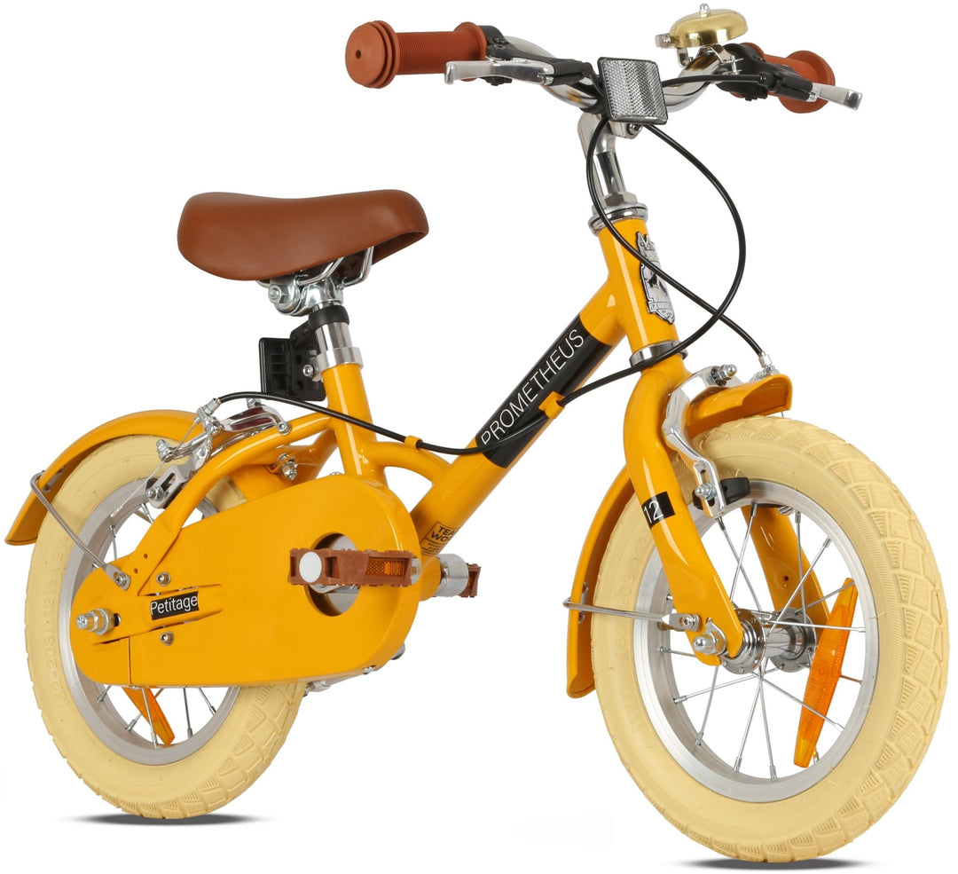 RETRO Kinderrad ab 3 - 4 Jahre in 14 Zoll | Gelb – Kinderfahrrad 14 Zoll von prometheus - bikes | prometheus - bikes