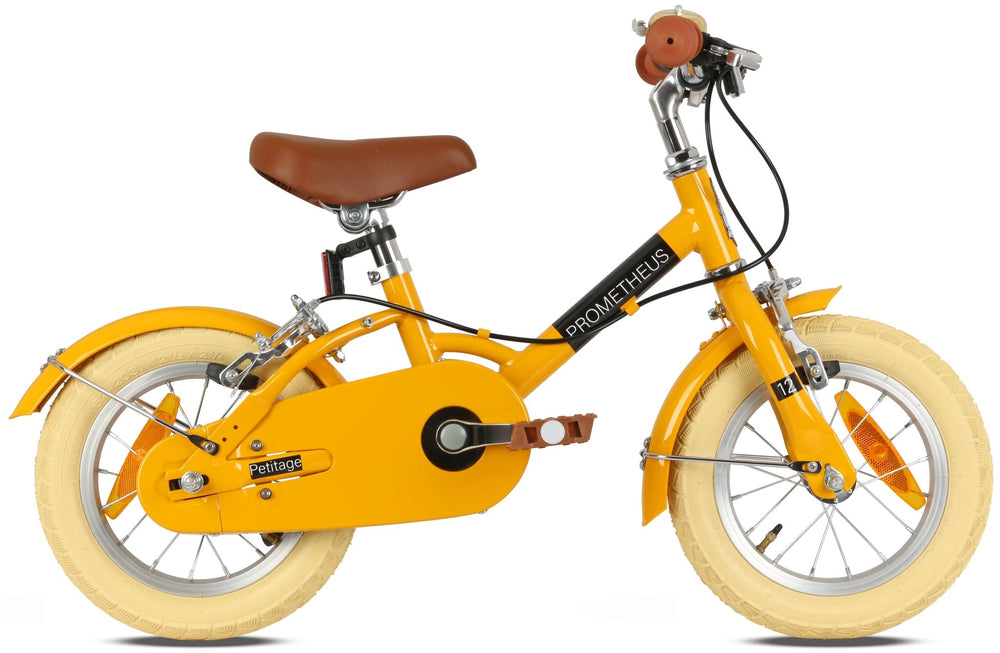 RETRO Kinderrad ab 3 - 4 Jahre in 14 Zoll | Gelb – Kinderfahrrad 14 Zoll von prometheus - bikes | prometheus - bikes