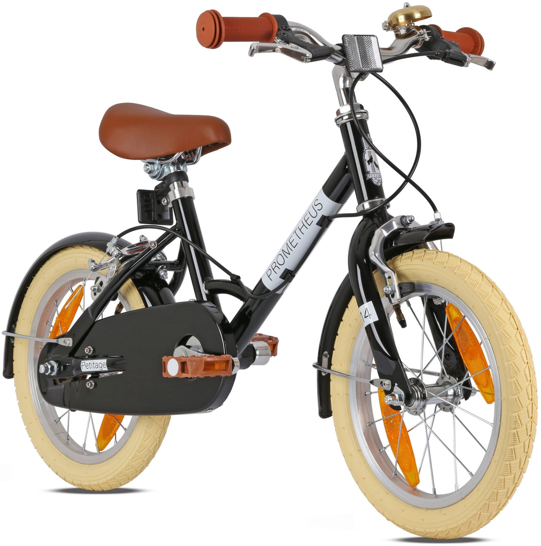 RETRO Kinderrad ab 3 - 4 Jahre in 14 Zoll | Schwarz – Kinderfahrrad 14 Zoll von prometheus - bikes | prometheus - bikes