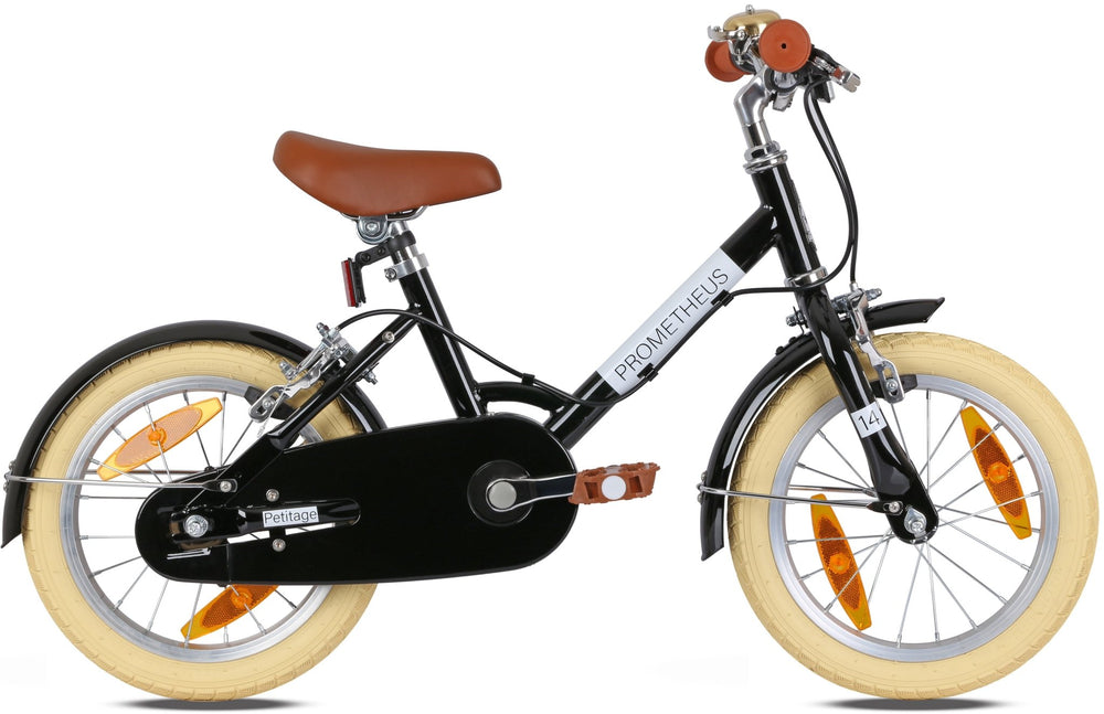 RETRO Kinderrad ab 3 - 4 Jahre in 14 Zoll | Schwarz – Kinderfahrrad 14 Zoll von prometheus - bikes | prometheus - bikes