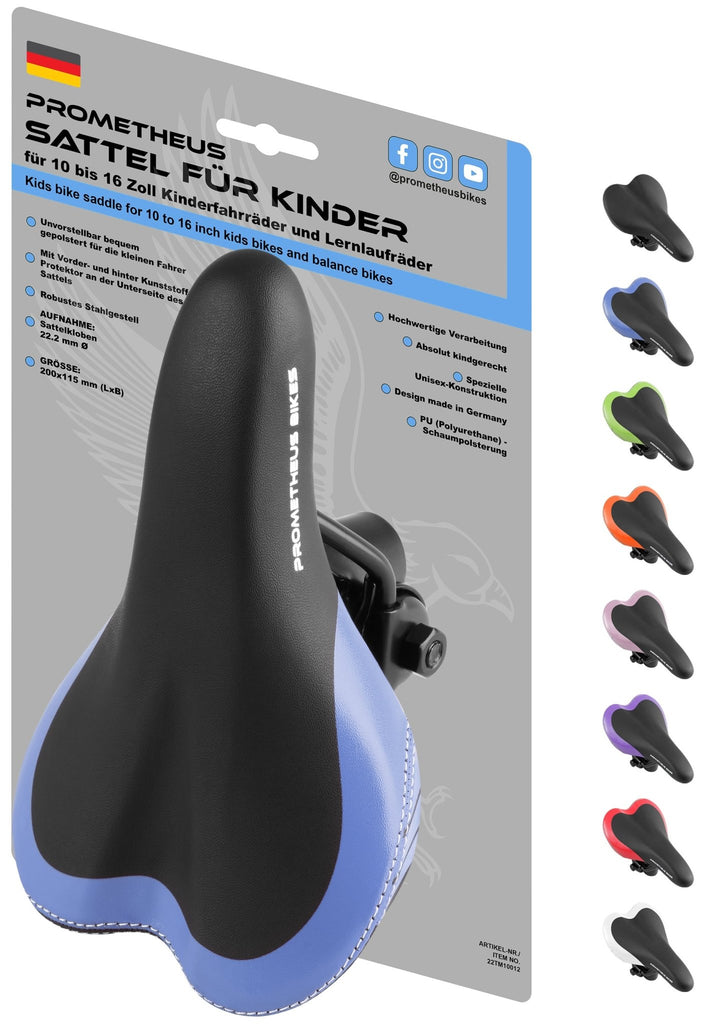welche fahrradsattel größe brauche ich Sattel für 10 bis 16 Zoll Kinderfahrrad Laufrad in Blau – prometheus-bikes