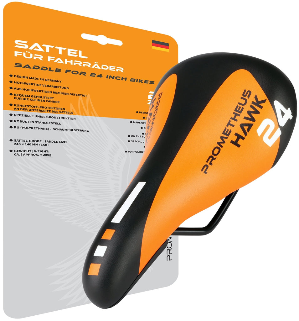 Sattel für 24 Zoll Jugend Fahrrad-Sattel Unisex in Orange – prometheus-bikes