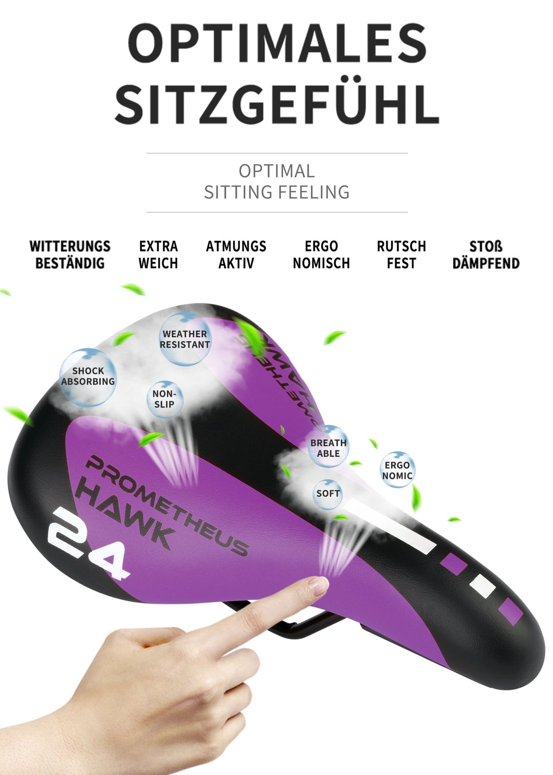 fahrradsattel 24 zoll Sattel für 24 Zoll Jugend Fahrrad-Sattel Unisex in Violett – prometheus-bikes