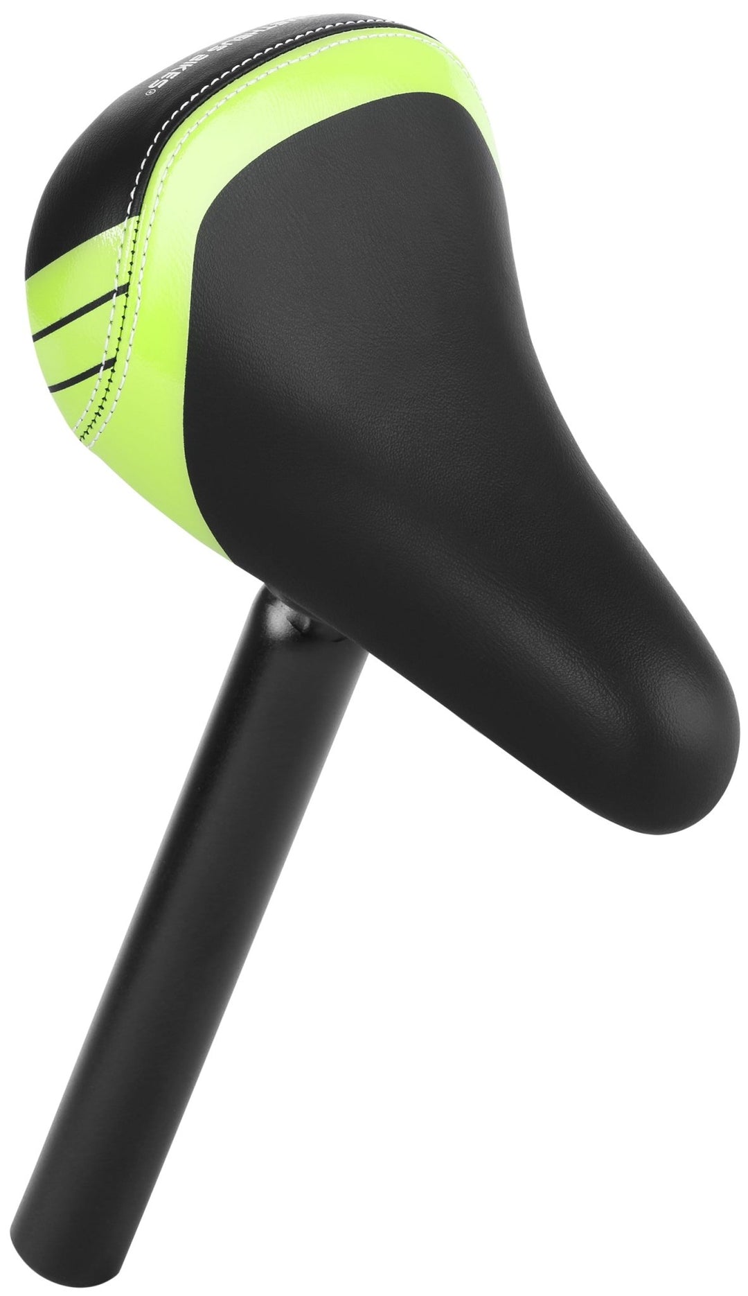 Sattel inkl. Stütze für 10–14 Zoll Kinderräder 25.4 mm – Grün/Schwarz – prometheus-bikes