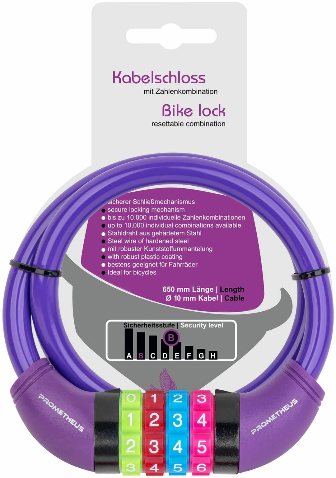 fahrradschloss lila Zahlenschloss Kinder in Violett / Lila – prometheus-bikes