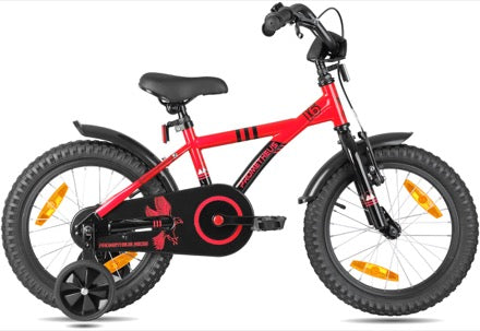 HAWK 16 Zoll Rot mit Stützrädern – Kettenschutz-Seitenansicht